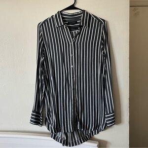 Banana Republic Grey and White Striped Shirt